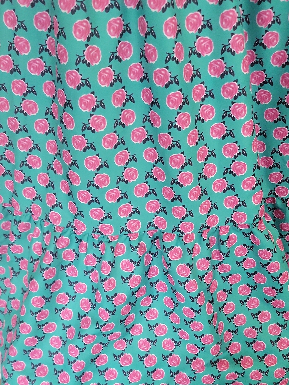 Green Floral Maxi Dress with Pink Blossoms - Picture 3 of 6